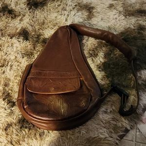 Floral Tooled Leather Backpack Crossbody Bag